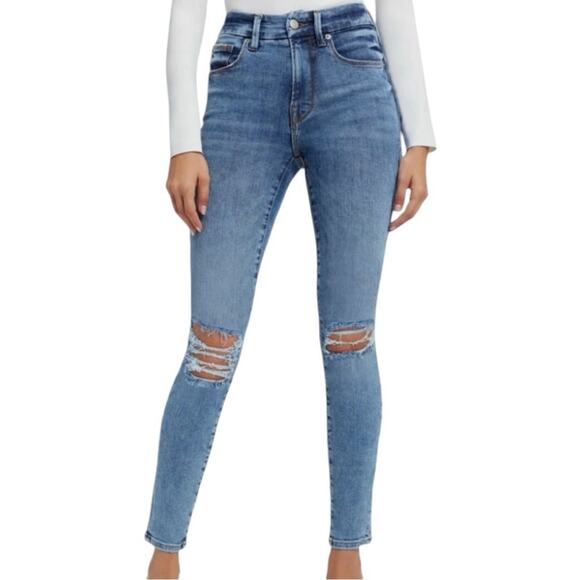 NWT Good American Good Legs Deep V Yoke Skinny Jeans Size 0/25 Retail $99 - Picture 1 of 6